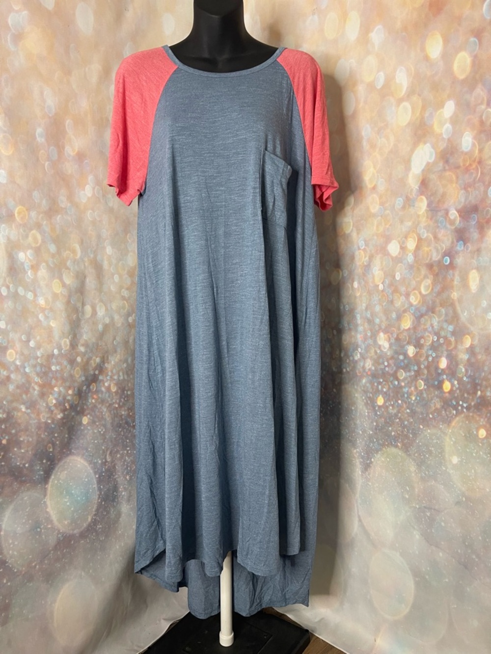 LulaRoe Carly Swing Dress EUC Blue and Pink Size XL